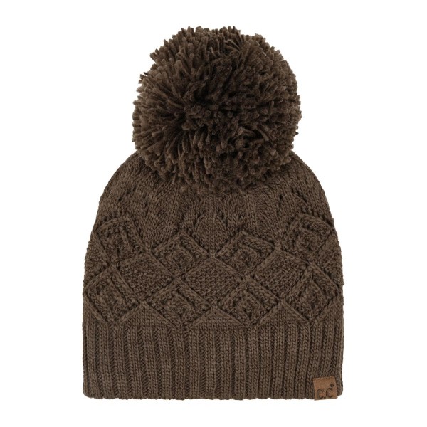 C.C HTE0157
Diamond Lace Pattern Yarn Pom Beanie

- 100% Acrylic Iceland Wool
- One Size Fits Most