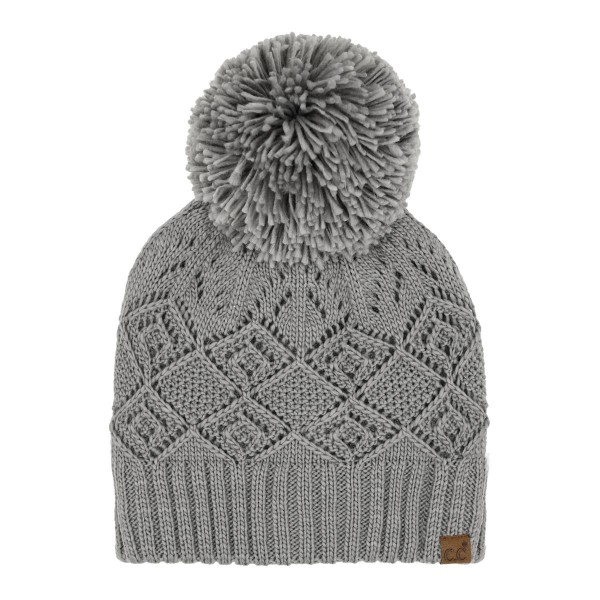 C.C HTE0157
Diamond Lace Pattern Yarn Pom Beanie

- 100% Acrylic Iceland Wool
- One Size Fits Most