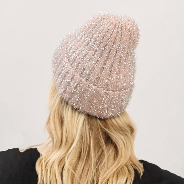 Knit Tinsel Cuff Beanie - 50% Acrylic / 40% Polyester / 10% Spandex - One Size Fits Most view 5