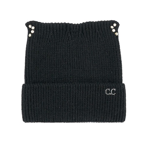 C.C HTC0140
Cable Knit & Tinsel Beanie With Rhinestone Cat Ear Detail 

- 60% Nylon / 30% Viscose / 10% Angora
- One Size Fits Most