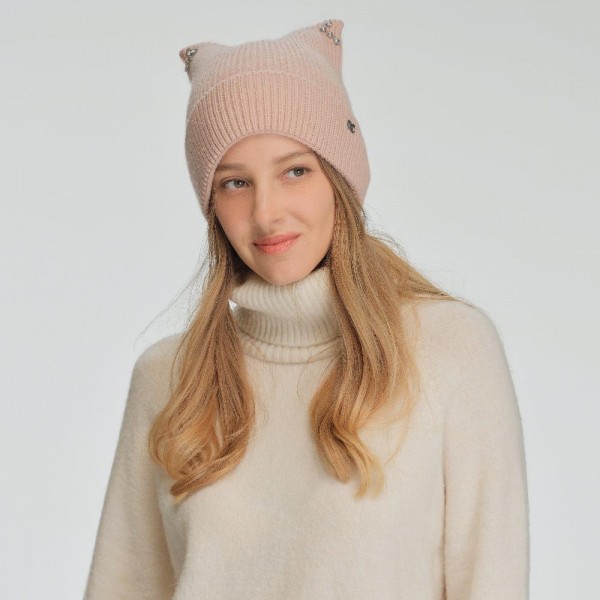 C.C HTC0140
Cable Knit & Tinsel Beanie With Rhinestone Cat Ear Detail 

- 60% Nylon / 30% Viscose / 10% Angora
- One Size Fits Most