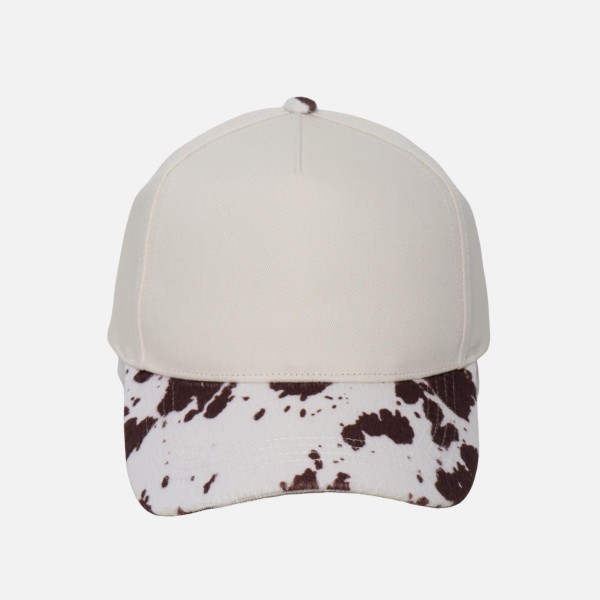 Blank Two Tone Baseball Cap With Faux Cow Fur Bill 

- One Size Fits Most
- Snap Back Closure
- 65% Cotton 35% Polyester 