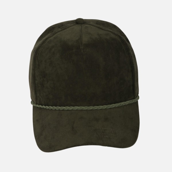 Suede Baseball Hat With Braided Hat Band 

- One Size Fits Most
- Snap Back Closure
- 100% Polyester