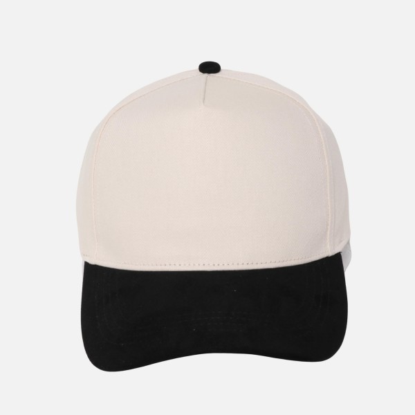 Blank Two Tone Baseball Cap With Suede Bill 

- One Size Fits Most
- Snap Back Closure
- 65% Cotton 35% Polyester 