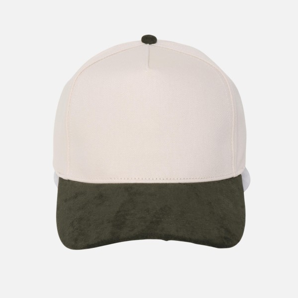 Blank Two Tone Baseball Cap With Suede Bill 

- One Size Fits Most
- Snap Back Closure
- 65% Cotton 35% Polyester 