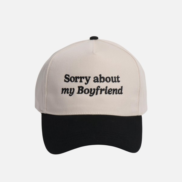 "Sorry about my Boyfriend" Embroidered Two Tone Baseball Cap

- One Size Fits Most
- Snap Back Closure
- 100% Cotton