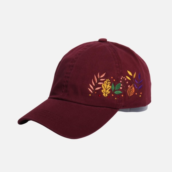 Side Embroidered Fall Leaves Baseball Cap

- One Size Fits Most
- Slide Buckle Adjustment
- 100% Cotton