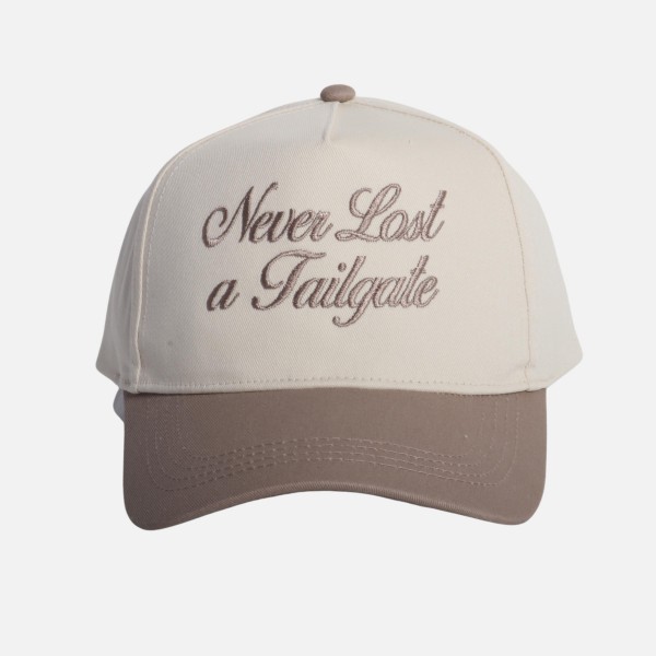 "Never Lost A Tailgate" Embroidered Two Tone Baseball Cap

- One Size Fits Most
- Snap Back Closure
- 100% Cotton