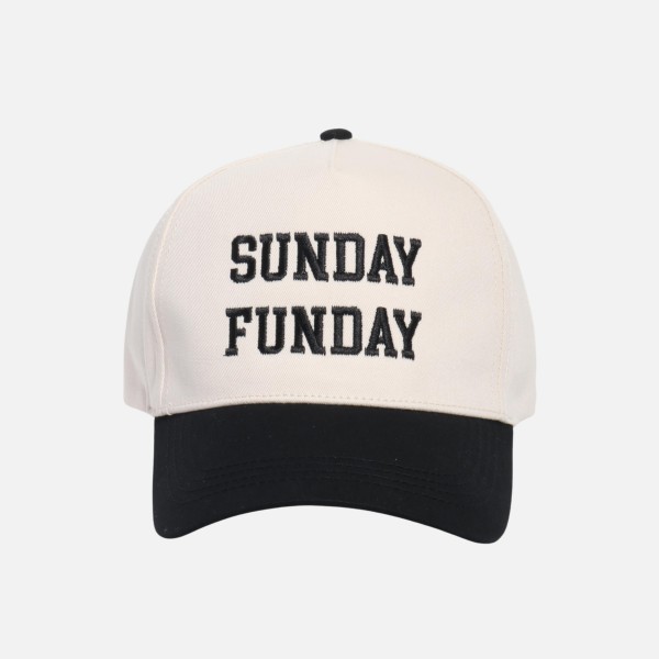 "SUNDAY FUNDAY" Two Tone Baseball Cap

- One Size Fits Most
- Snap Back Closure
- 100% Cotton