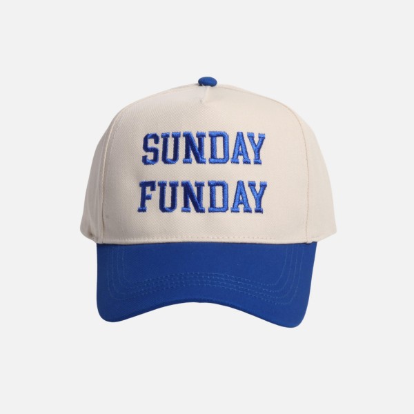 "SUNDAY FUNDAY" Two Tone Baseball Cap

- One Size Fits Most
- Snap Back Closure
- 100% Cotton