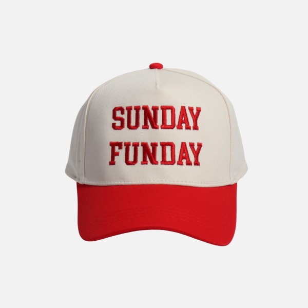 "SUNDAY FUNDAY" Two Tone Baseball Cap

- One Size Fits Most
- Snap Back Closure
- 100% Cotton