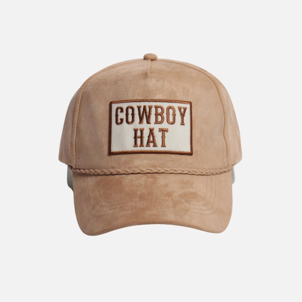 Faux Suede "COWBOY HAT" Embroidered Patch Baseball Cap

- One Size Fits Most
- Snap Back Closure
- 100% Polyester
