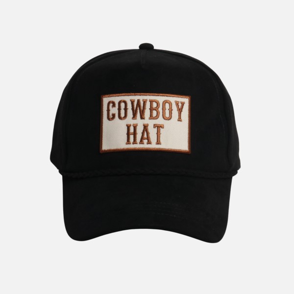 Faux Suede "COWBOY HAT" Embroidered Patch Baseball Cap

- One Size Fits Most
- Snap Back Closure
- 100% Polyester