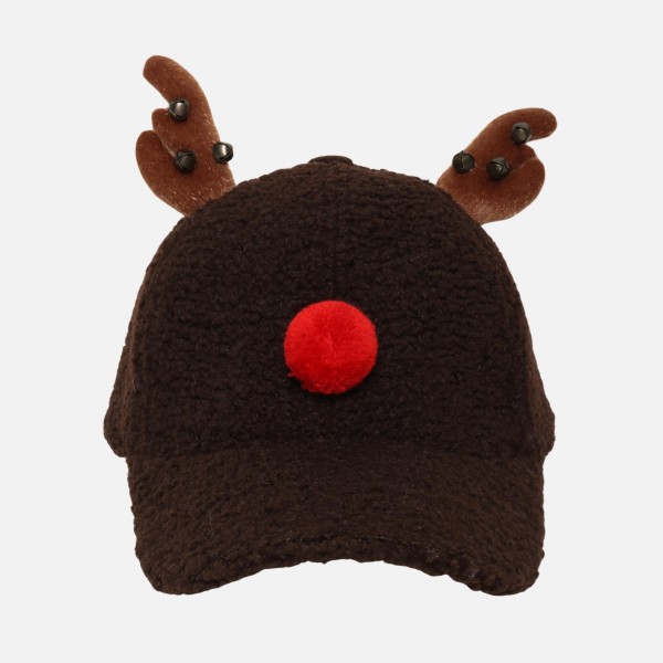 Faux Fur Reindeer Baseball Cap With Jingle Bell Details

- One Size Fits Most
- Velcro Closure
- 100% Polyester