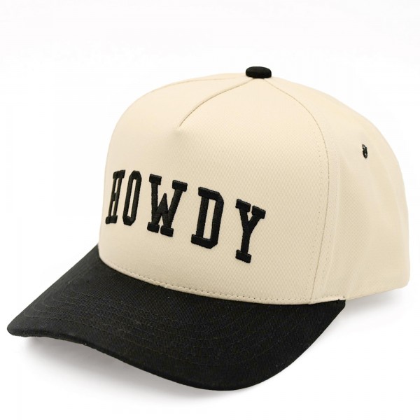 C.C TCM0064
"HOWDY" Embroidered Two Tone Baseball Cap 

- One Size Fits Most 
- Snap Back Closure 
- 100% Cotton