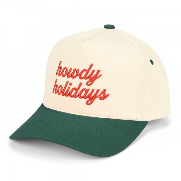 C.C TCM0110
Two Tone Embroidered "howdy holidays" Baseball Cap

- Snap Back Closure
- One Size Fits Most
- 100% Cotton