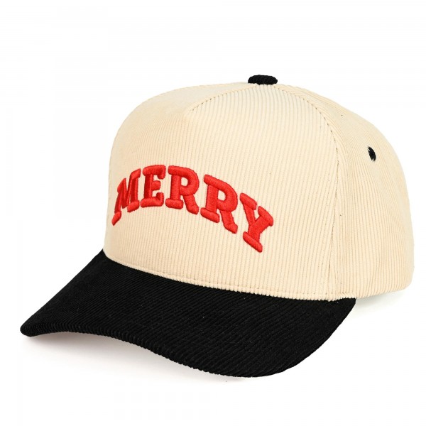 C.C TCM0124
Two Tone Corduroy Embroidered "MERRY" Baseball Cap

- Snap Back Closure
- One Size Fits Most
- 100% Cotton