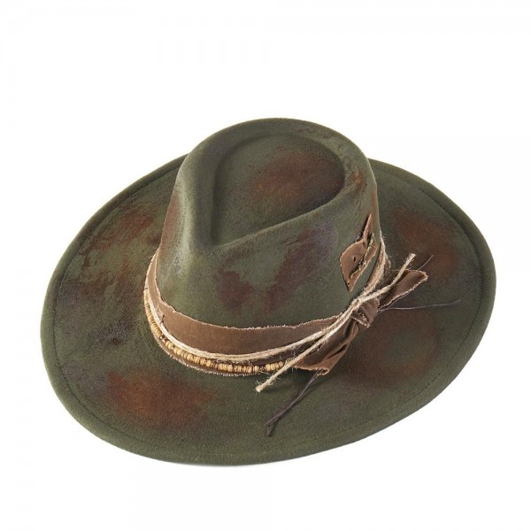 Rustic Cowgirl & Fedora Hat With Straw & Wood Beaded Band

- Versatile & Shapeable
- One Size
- 100% Polyester