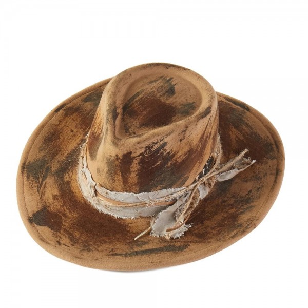 Rustic Cowgirl & Fedora Hat With Distressed Fabric Band - Versatile & Shapeable - One Size - 100% Polyester view 5