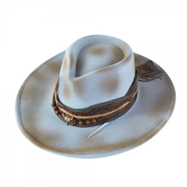Rustic Cowgirl & Fedora Hat With Distressed Fabric & Beaded Suede Band

- Versatile & Shapeable
- One Size
- 100% Polyester