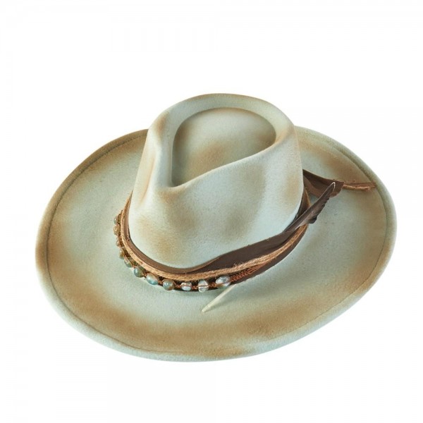 Rustic Cowgirl & Fedora Hat With Distressed Fabric & Stone Beaded Band

- Versatile & Shapeable
- One Size
- 100% Polyester