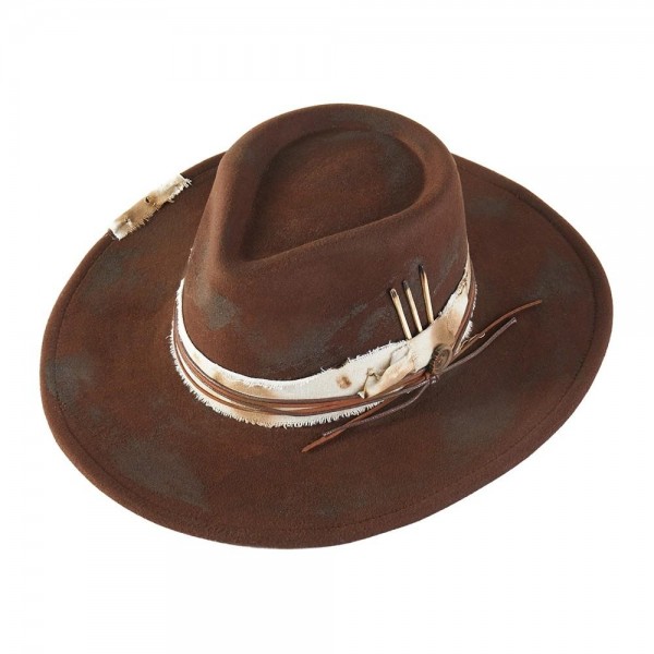 Rustic Cowgirl & Fedora Hat With Distressed Fabric & Vegan Leather Band

- Versatile & Shapeable
- One Size
- 100% Polyester
