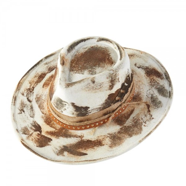 Rustic Cowgirl & Fedora Hat With Distressed Fabric & Metal Tone Studded Band

- Versatile & Shapeable
- One Size
- 100% Polyester