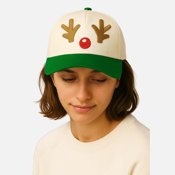 "Reindeer" 3D Embroidered Two Tone Baseball Cap

- One Size Fits Most
- Snap Back Closure
- 100% Cotton
