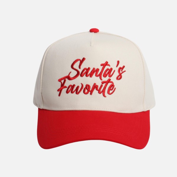 "Santa's Favorite" Embroidered Two Tone Baseball Cap

- One Size Fits Most
- Snap Back Closure
- 100% Cotton
