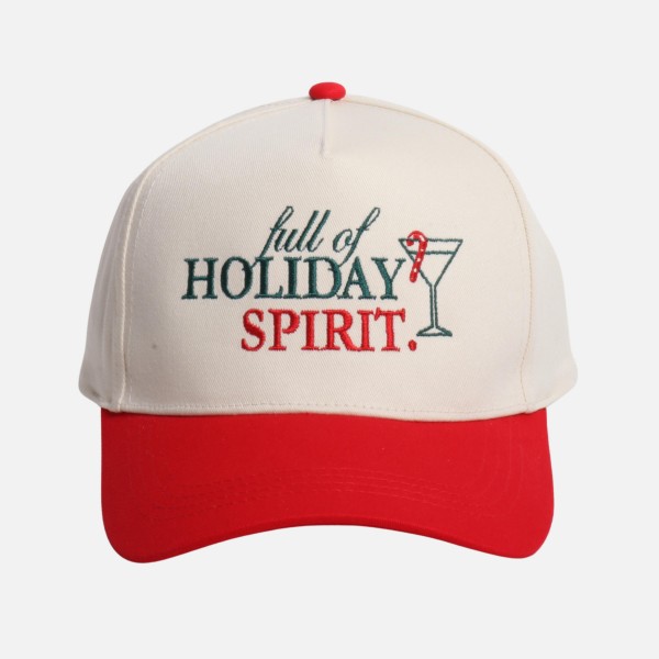 "Full Of Holiday Spirit" Embroidered Two Tone Baseball Cap

- One Size Fits Most
- Snap Back Closure
- 100% Cotton