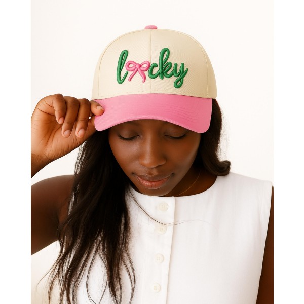 Do Everything In Love "Lucky" Bow Embroidered Two Tone Baseball Cap

- One Size Fits Most
- Snap Back Closure
- 100% Cotton