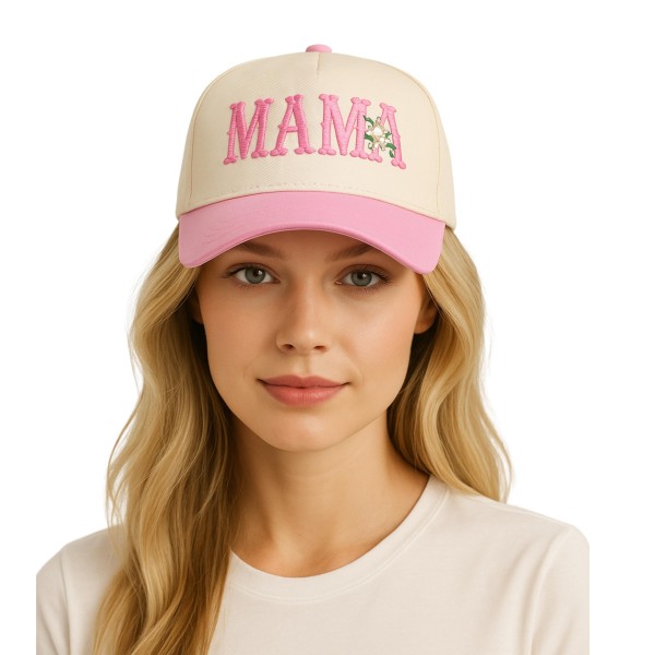Do Everything In Love "MAMA" & Flowers Embroidered Two Tone Baseball Cap

- One Size Fits Most
- Snap Back Closure
- 100% Cotton