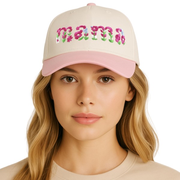 Do Everything In Love "MAMA" Flowers Embroidered Two Tone Baseball Cap

- One Size Fits Most
- Snap Back Closure
- 100% Cotton