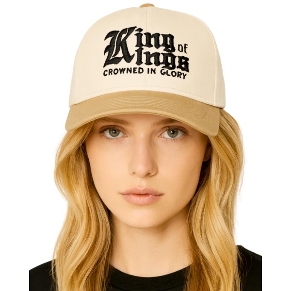 Do Everything In Love "King Of Kings Crowned In Glory" Embroidered Two Tone Baseball Cap

- One Size Fits Most
- Snap Back Closure
- 100% Cotton