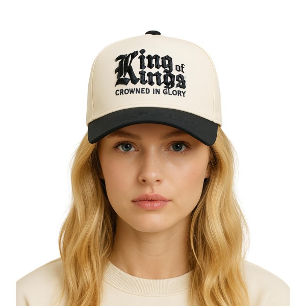 Do Everything In Love "King Of Kings Crowned In Glory" Embroidered Two Tone Baseball Cap

- One Size Fits Most
- Snap Back Closure
- 100% Cotton