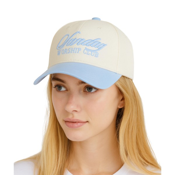 Do Everything In Love "Sunday Worship Club" Embroidered Two Tone Baseball Cap

- One Size Fits Most
- Snap Back Closure
- 100% Cotton