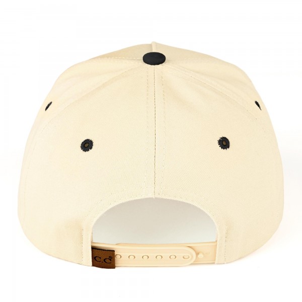 C.C TCM1007
Two Tone Canvas Baseball Cap With Embroidered Leaves Detail 

- Snap Back Closure
- One Size Fits Most
- 100% Cotton