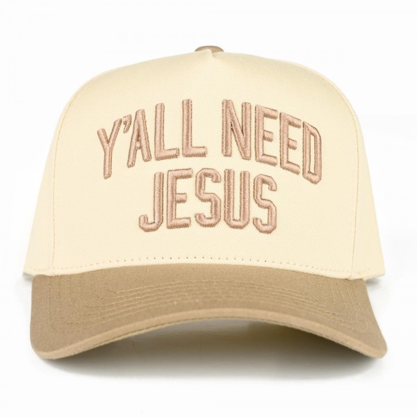 C.C TCM0092
Two Tone "Y'ALL NEED JESUS'" Canvas Embroidered Baseball Cap

- Snap Back Closure
- One Size Fits Most
- 100% Cotton