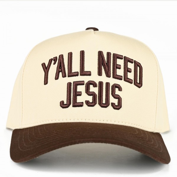 C.C TCM0092
Two Tone "Y'ALL NEED JESUS'" Canvas Embroidered Baseball Cap

- Snap Back Closure
- One Size Fits Most
- 100% Cotton