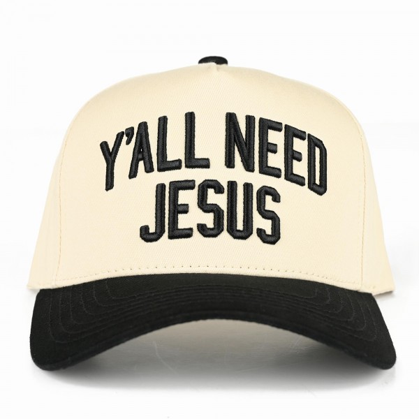 C.C TCM0092
Two Tone "Y'ALL NEED JESUS'" Canvas Embroidered Baseball Cap

- Snap Back Closure
- One Size Fits Most
- 100% Cotton