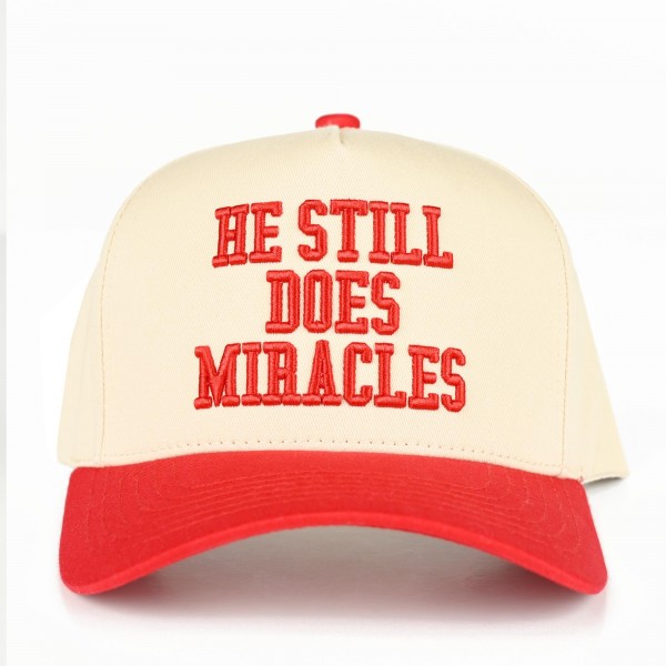 C.C TCM0094
Two Tone "He Still Does Miracles'" Canvas Embroidered Baseball Cap

- Snap Back Closure
- One Size Fits Most
- 100% Cotton