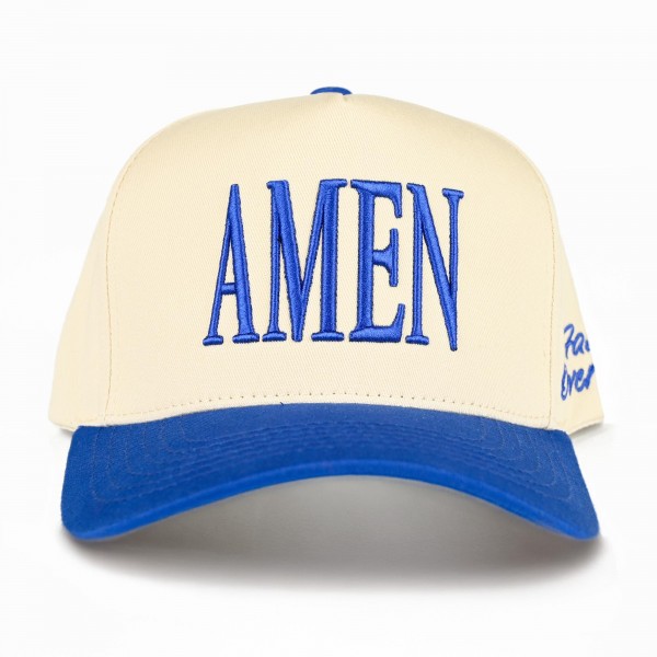 C.C TCM0095
Two Tone "AMEN'" Canvas Embroidered Baseball Cap

- "Faith Over Fear" Side Embroidery 
- Snap Back Closure
- One Size Fits Most
- 100% Cotton