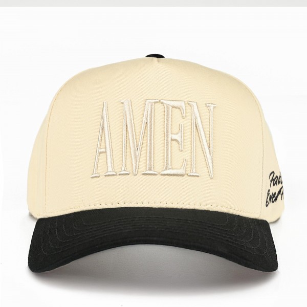 C.C TCM0095
Two Tone "AMEN'" Canvas Embroidered Baseball Cap

- "Faith Over Fear" Side Embroidery 
- Snap Back Closure
- One Size Fits Most
- 100% Cotton