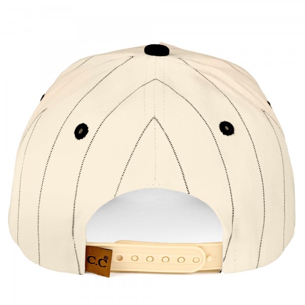 C.C TCM0074 Two Tone & Pin Stripe Canvas Embroidered "HOMERUN" Baseball Cap - Snap Back Closure - One Size Fits Most - 100% Cotton view 5