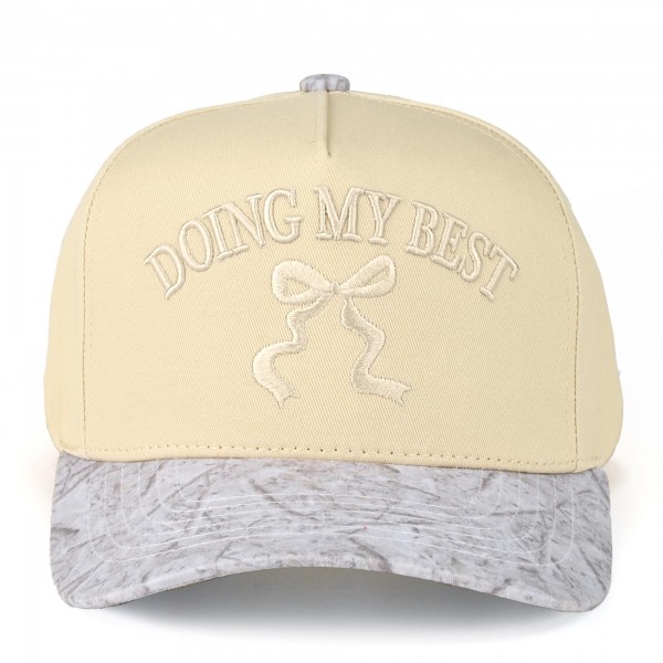 C.C TCM0087
Two Tone Camo Canvas Embroidered "Doing My Best" & Bow Baseball Cap

- Snap Back Closure
- One Size Fits Most
- 100% Cotton