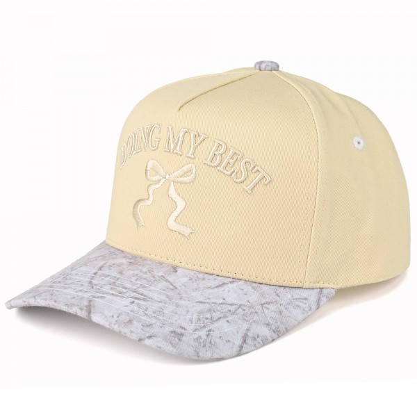 C.C TCM0087
Two Tone Camo Canvas Embroidered "Doing My Best" & Bow Baseball Cap

- Snap Back Closure
- One Size Fits Most
- 100% Cotton