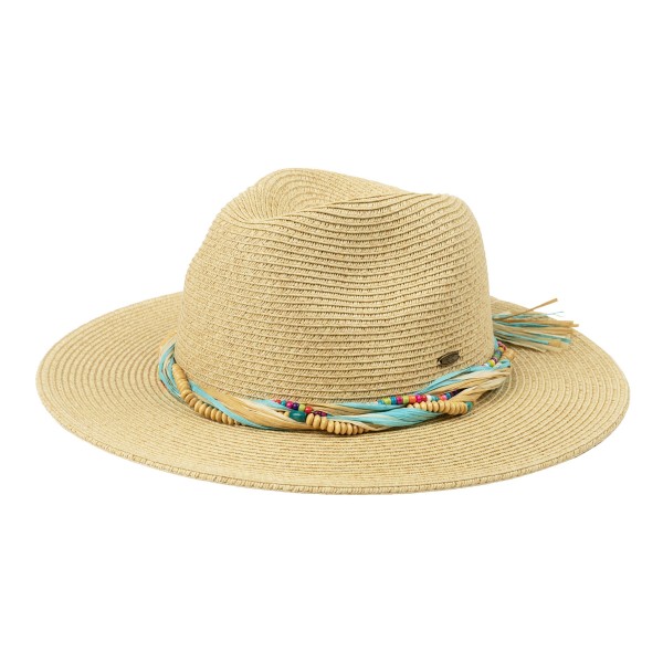 C.C PNH0050
Straw Panama Hat With Raffia & Beaded Band

- One Size Fits Most (Internal Drawstring Adjustable)
- 80% Paper/ 20% Polyester
- Brim Approximately 2.25" L