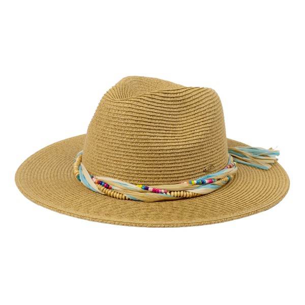 C.C PNH0050
Straw Panama Hat With Raffia & Beaded Band

- One Size Fits Most (Internal Drawstring Adjustable)
- 80% Paper/ 20% Polyester
- Brim Approximately 2.25" L