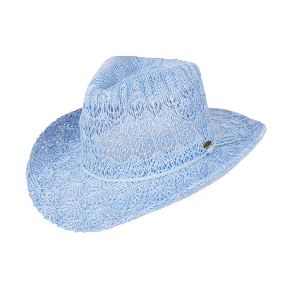C.C CBC-0136 Cowboy Hat
Horseshoe Lace Knitted Cowboy Hat

- One Size Fits Most (Internal Drawstring Adjustable)
- 45% Viscose 45% Polyester 10% Nylon
- Brim Approximately 3.5" L