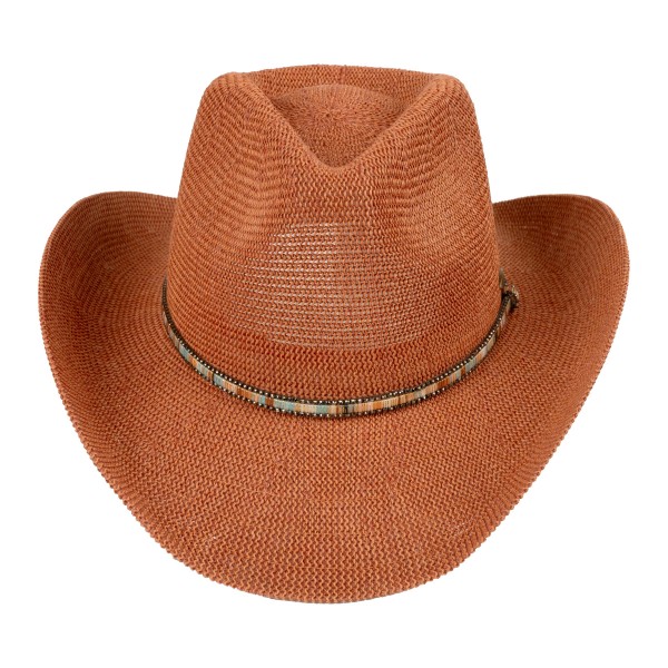 C.C CBC0144
Woven Cowboy Hat With Beaded Band 

- One Size Fits Most
- Adjustable Drawstring
- Brim Approximately 3" L
- 60% Paper / 40% Polyester